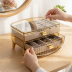 2 Tier Golden Yellow Multifunctional Countertop Cosmetic Storage Organiser