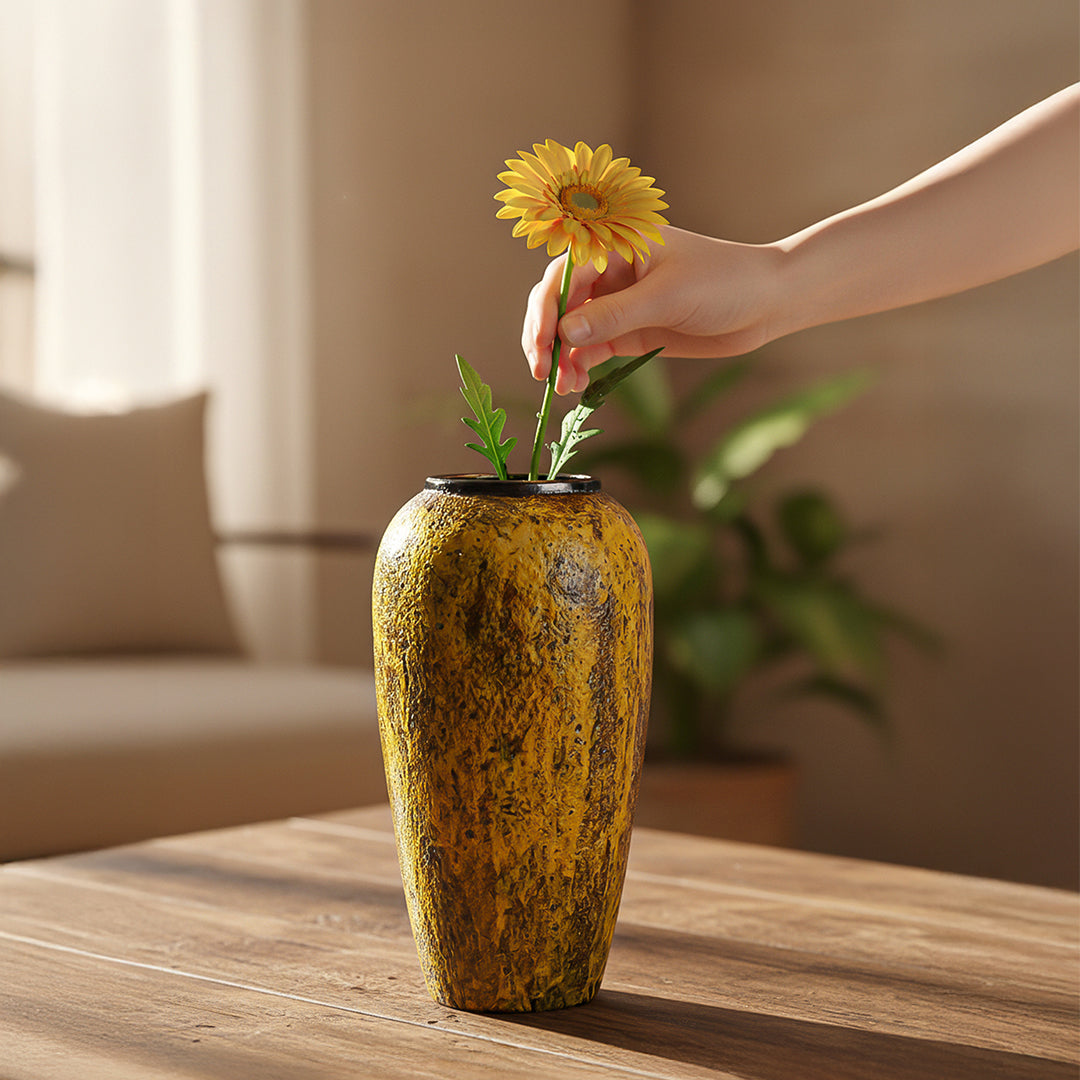 35x17cm Yellow Large Ceramic Flower Vase Elegant Living Room Home Decor