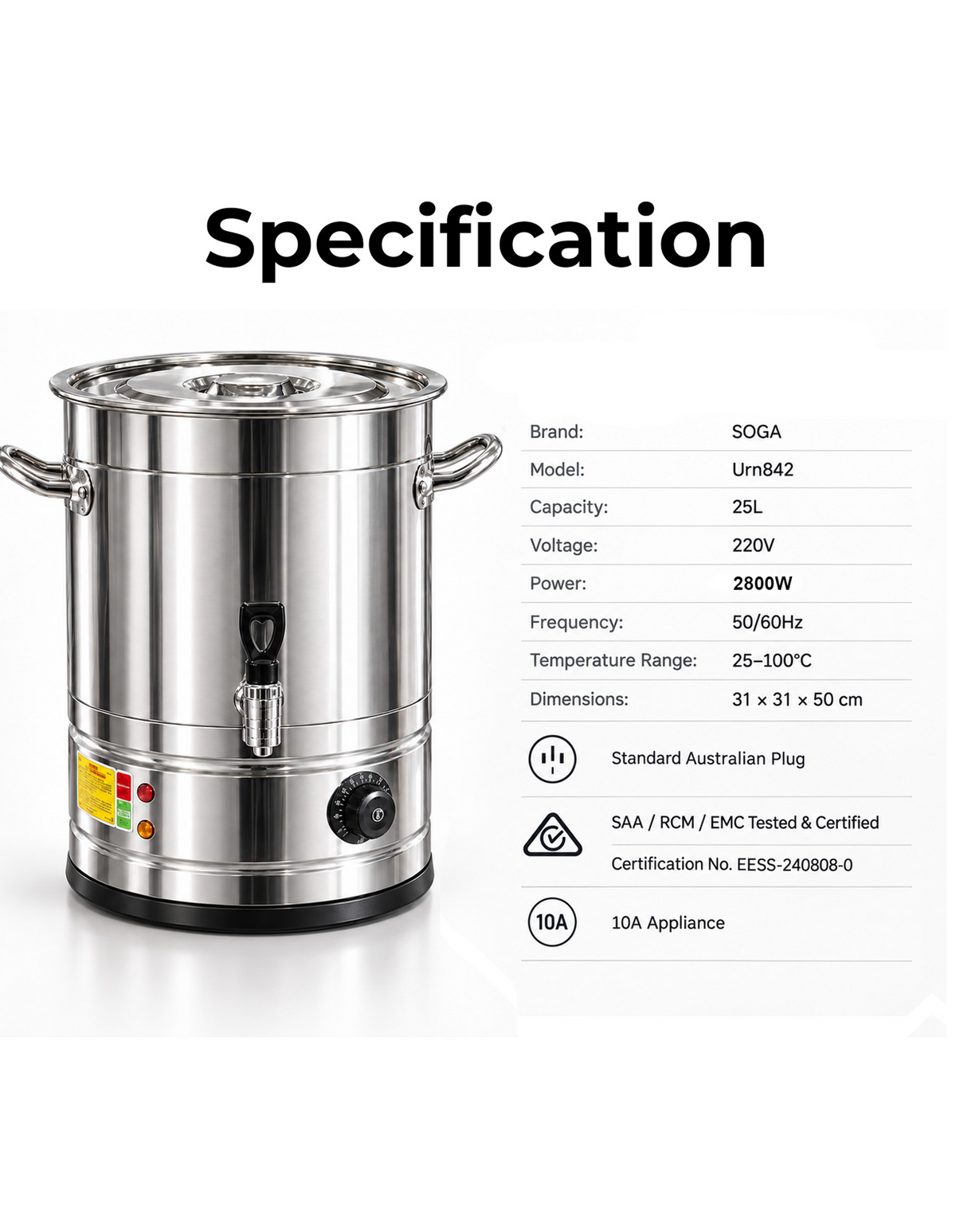 25L Stainless Steel URN Commercial Water Boiler
