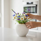 SOGA 21x22cm Plain White Small Ceramic Flower Vase Elegant Living Room Home Decor