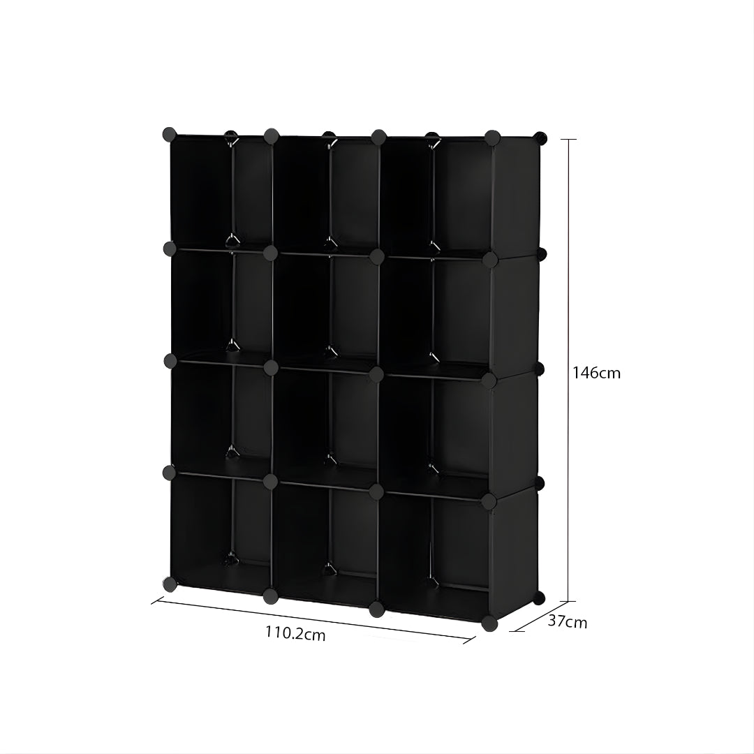 4 Tier 12-Cube Black Portable Wardrobe