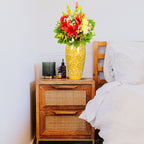 35x17cm Yellow with White Mini Floral Large Ceramic Flower Vase Elegant Living Room Home Decor