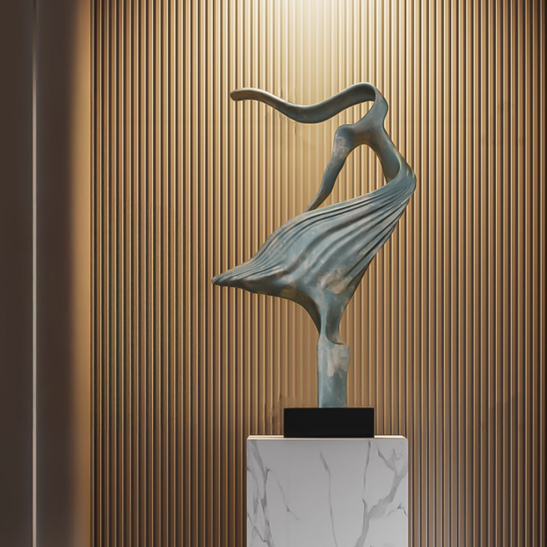 SOGA 65cm Black Modern Abstract Dancer Sculpture with Black Base for Home Décor