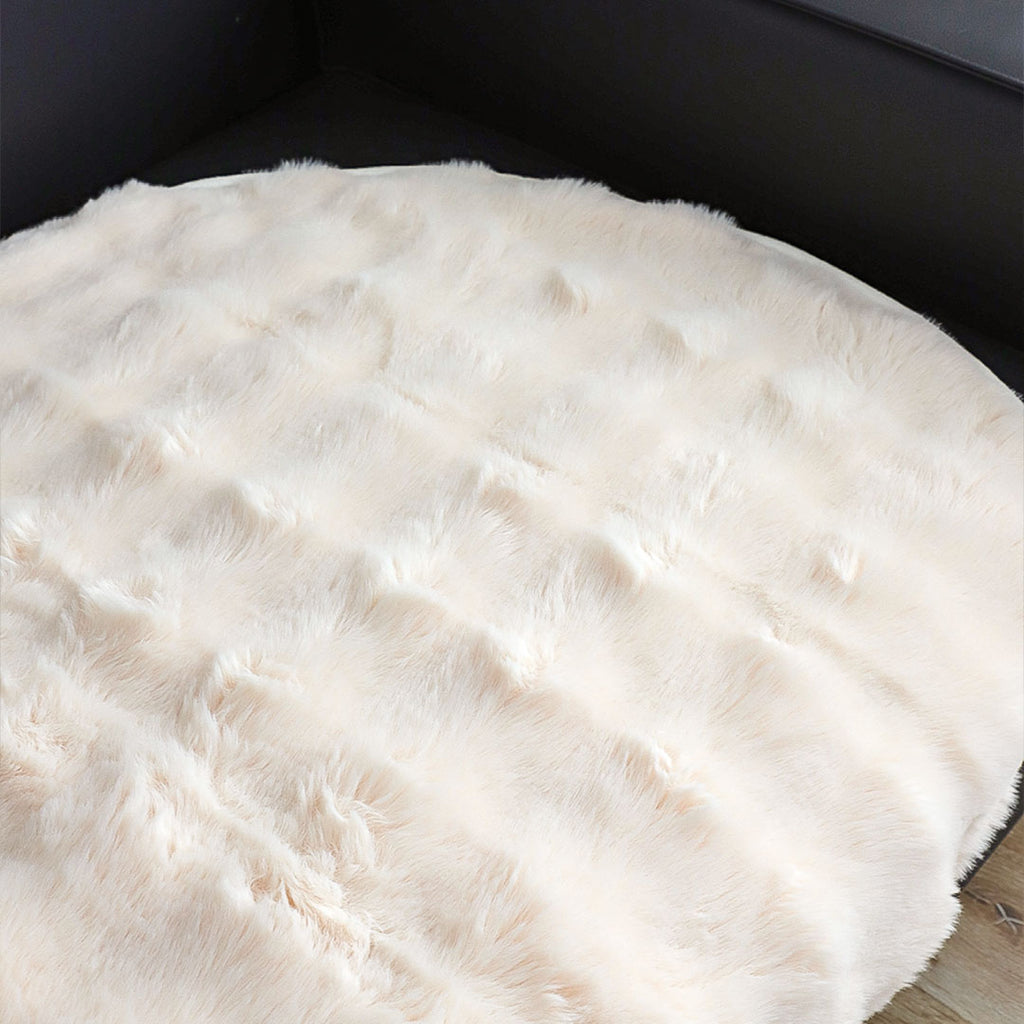 SOGA Three-seater Cream Faux Fur Throw Blanket 90x210cm Polyester