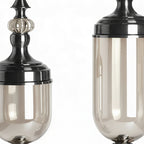 2x Clear Black Glass Vase with Lid Set