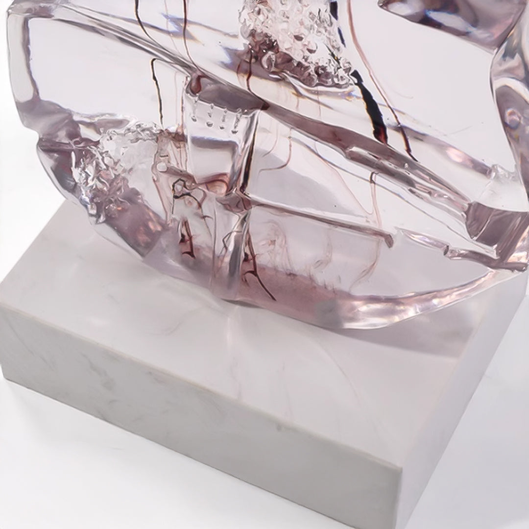 SOGA 75cm Transparent Crystal Violin Fiberglass Sculpture with Artificial Marble Base for Modern Home Décor