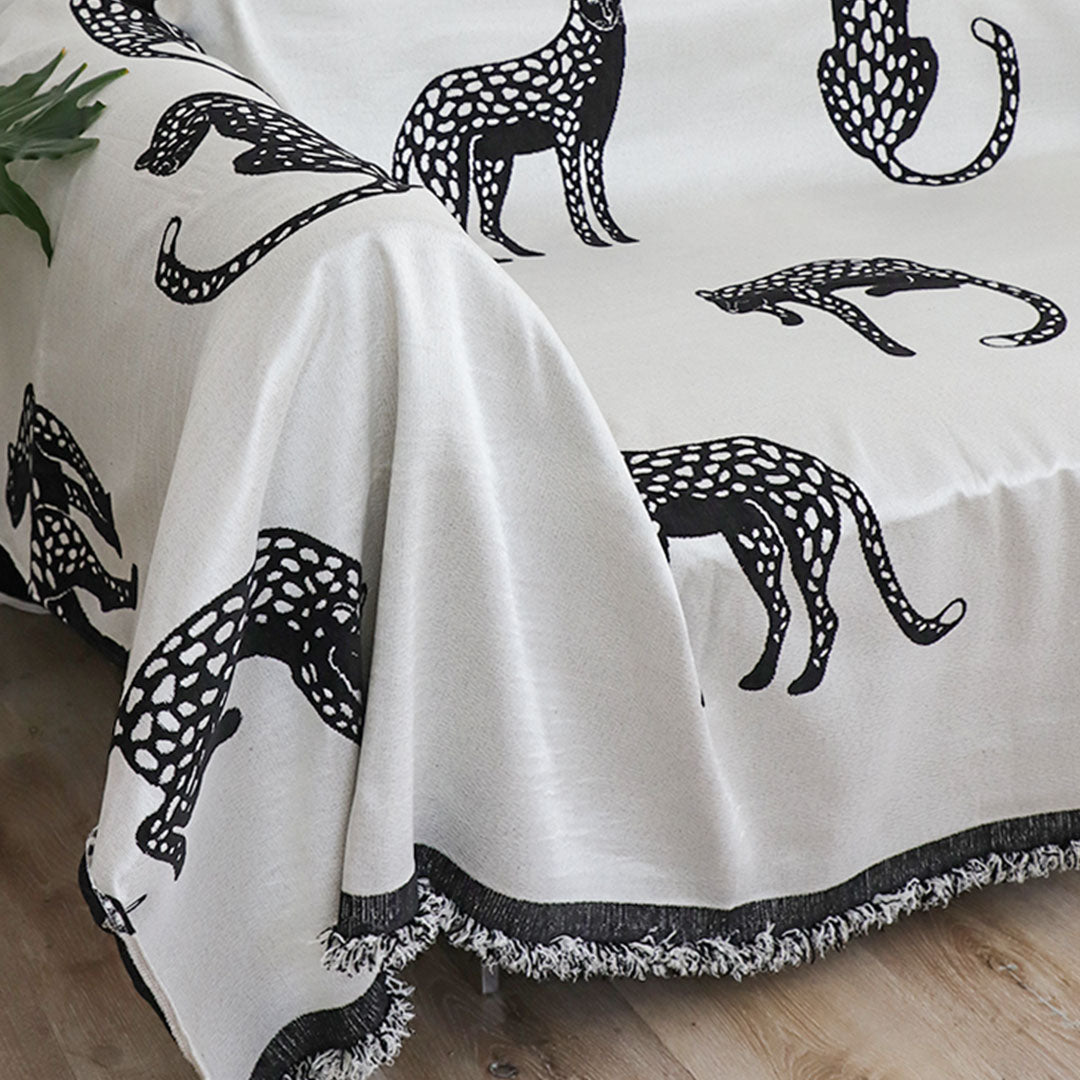 SOGA Two-seater White Sofa Cover Leopard Print 180x260cm Polyester