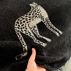 SOGA Four-seater Black Sofa Cover Leopard Print 180x420cm Polyester