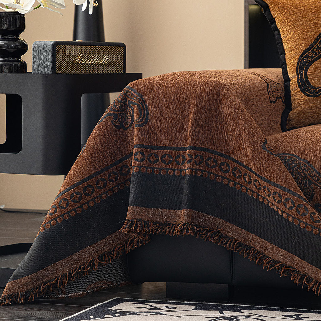 SOGA Four-seater Brown Sofa Cover Leopard Print 180x420cm Polyester