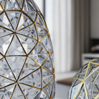 Grey Diamond Cut Glass Flower Vase with Gold Accent