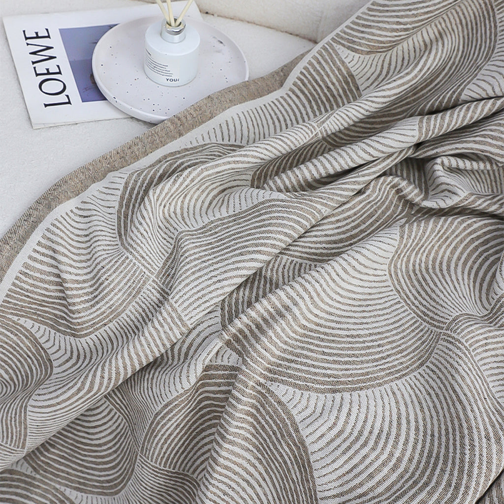 SOGA Beige Geometric Swirl Throw Blanket 130x180cm Polyester