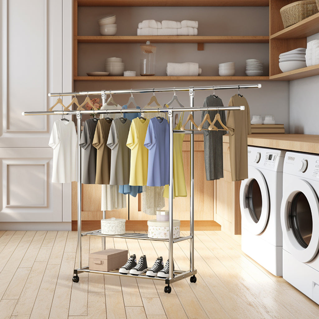 SOGA 200cm Stainless Steel Floor-Standing Clothes Rack - Durable and S ...