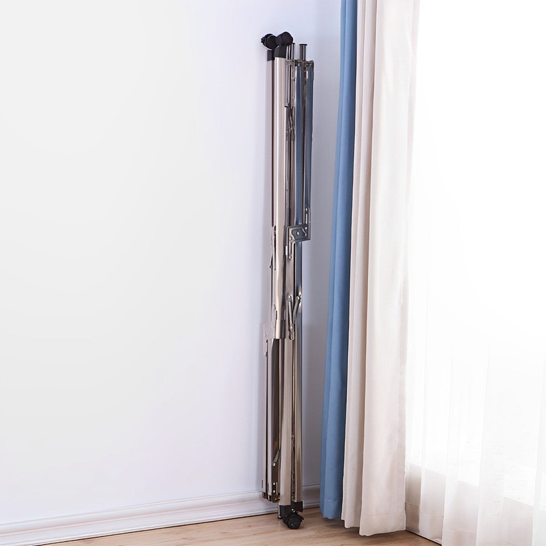 2.4m Portable Standing Clothes Drying Rack with Wheels