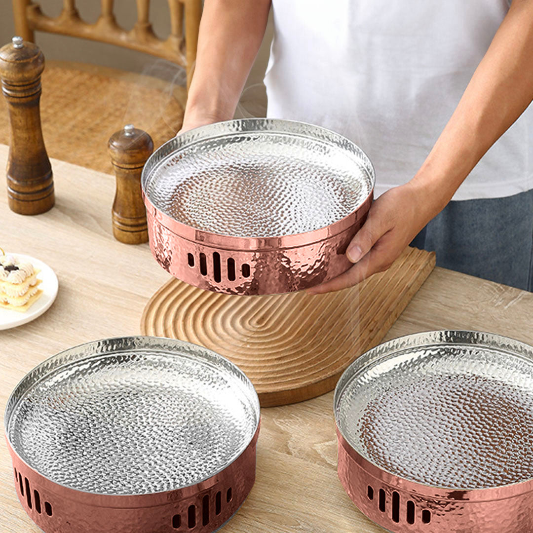 28cm Rose Pink Hammered Dry Pot for Kitchen