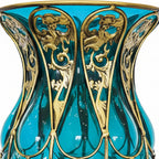 85cm Blue Glass Floor Vase and 12pcs White Artificial Flower Set