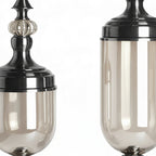 2x Clear Black Glass Vase with Lid Set