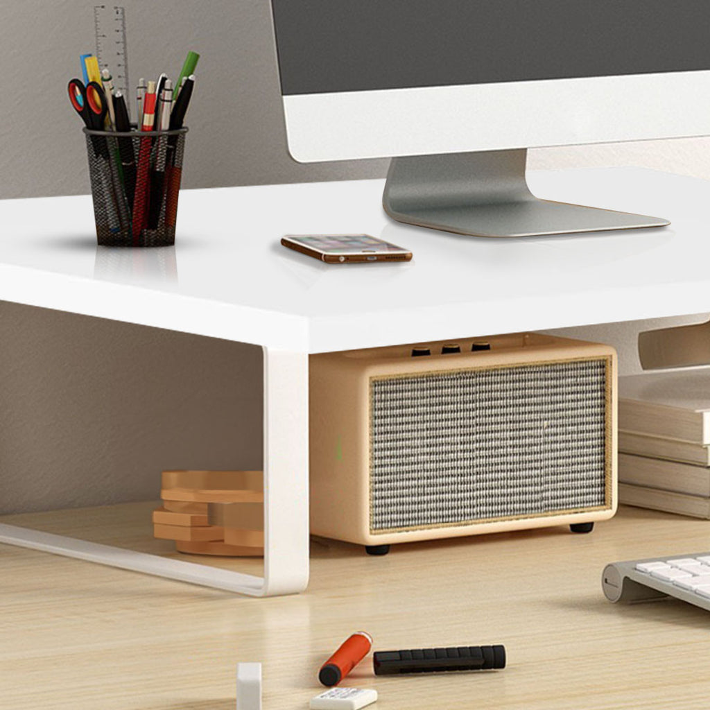 SOGA 40cm White Computer Monitor Elevated Stand Desktop Support Statio ...