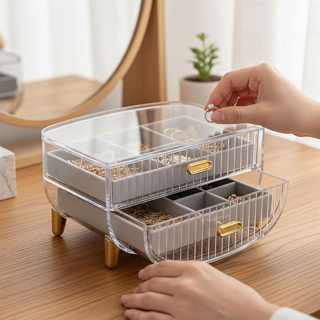 2 Tier Transparent Multifunctional Countertop Cosmetic Storage Organiser
