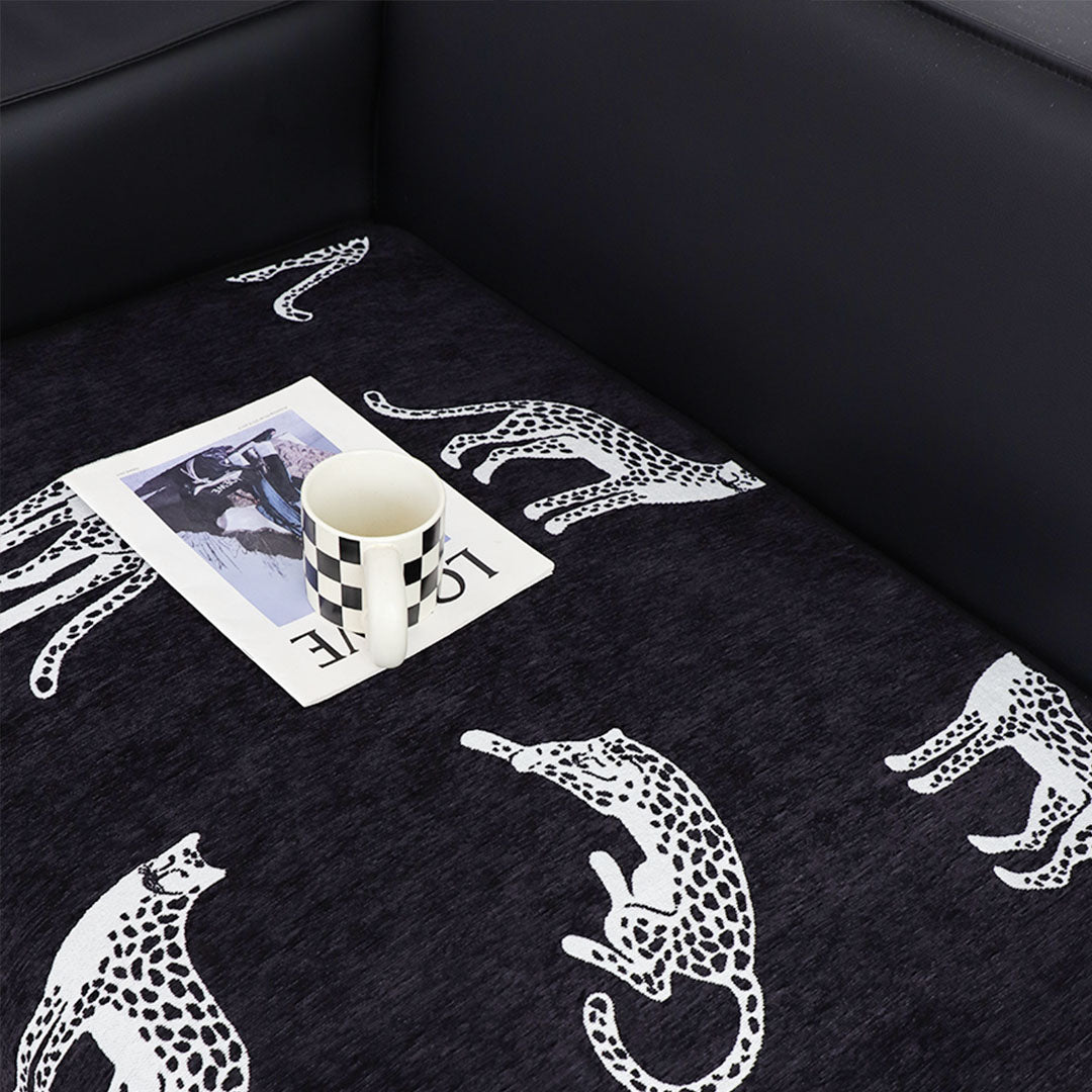 SOGA Two-Seater Black Leopard Print 90x160cm Throw Blanket Sofa Cover
