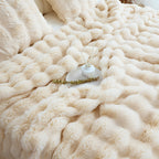 SOGA 160X200cm  Throw Blanket  Light Camel Color Double Layer Rabbit Fur Cozy Comfort with Stylish Decor