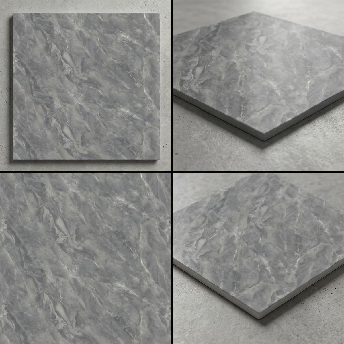 SOGA Peel & Stick Floor and Wall Tiles 60 x 60cm 10 Pack Grey Faux Marble