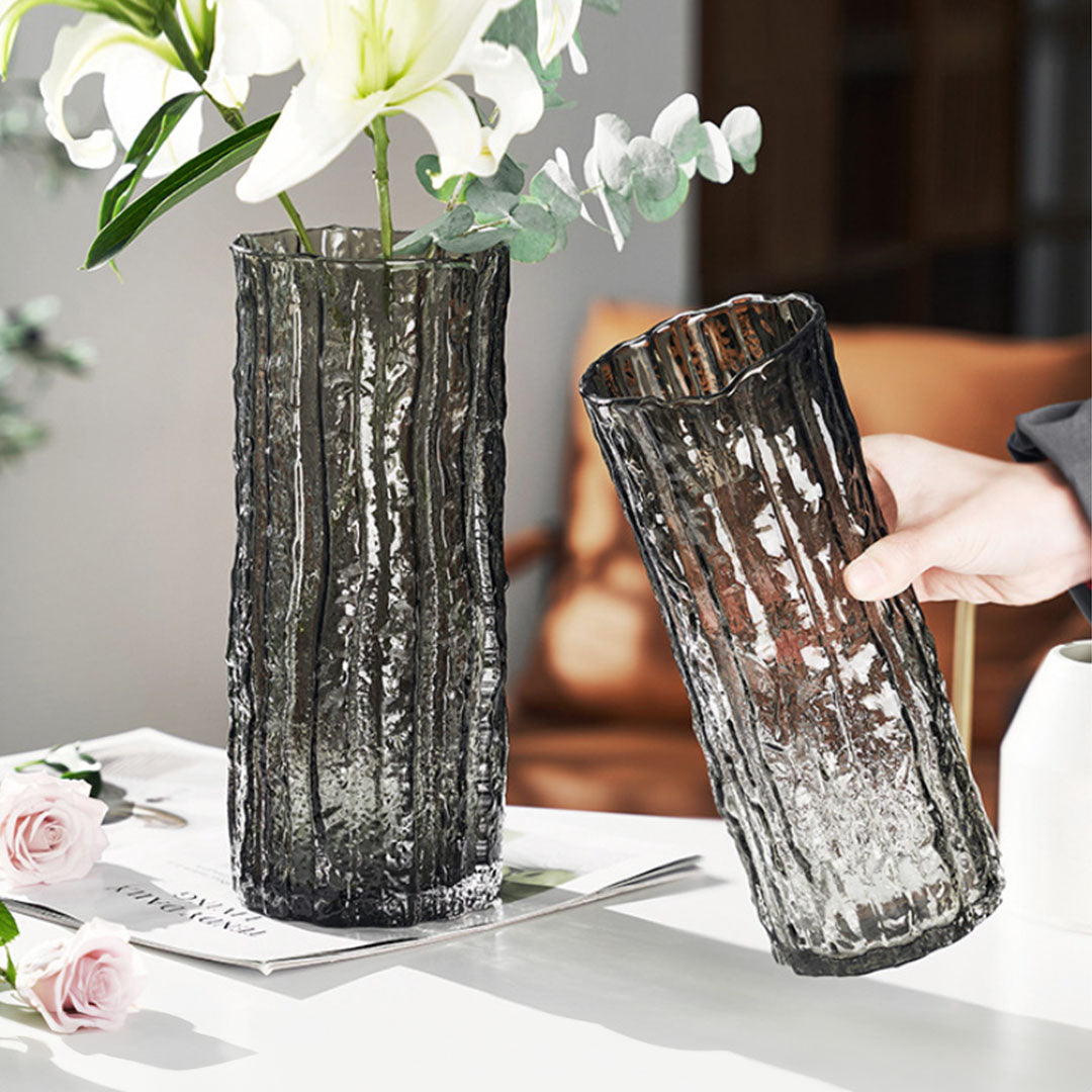 SOGA 30.5cm Handcrafted Grey Glass Vase Classic Design for Home Decor