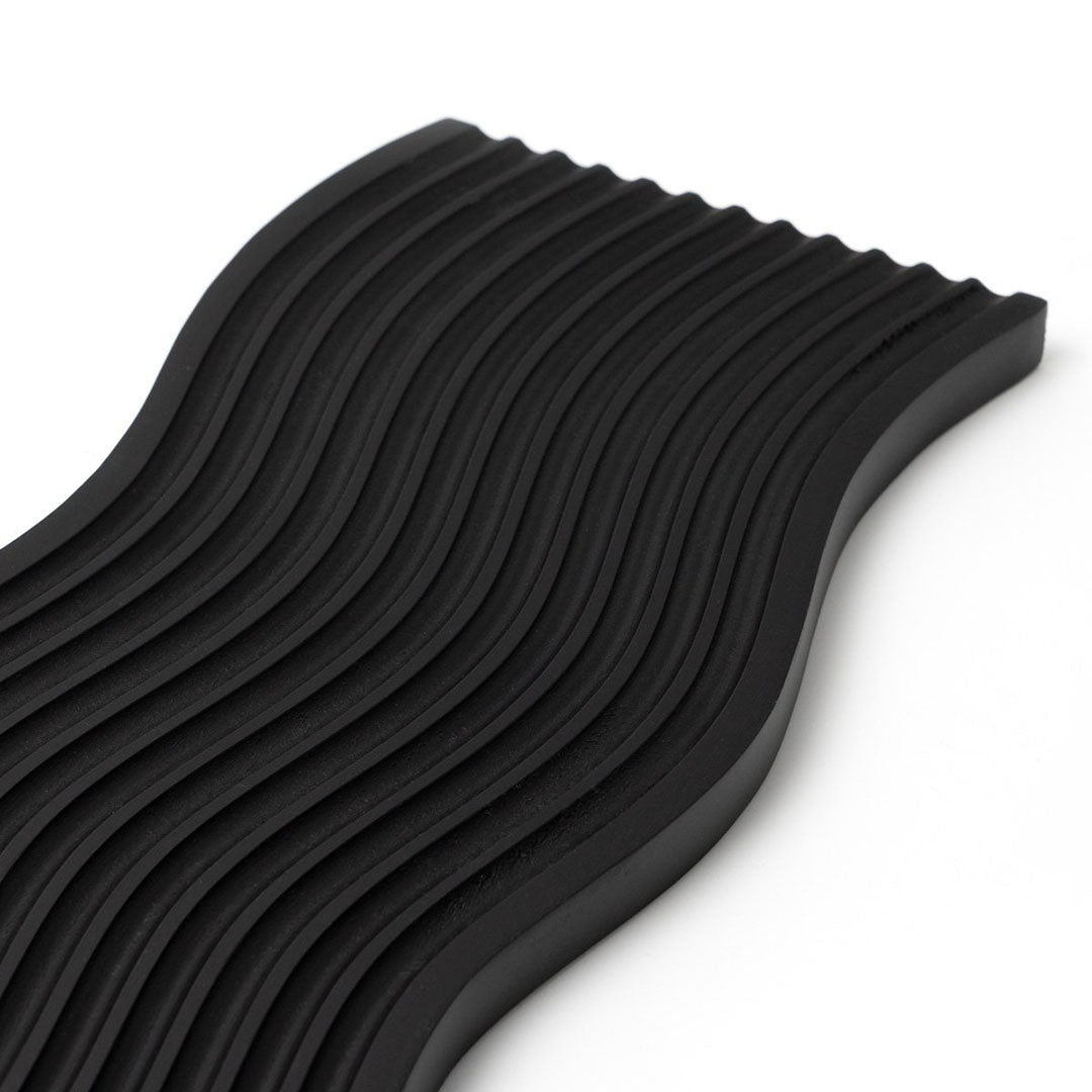 SOGA 39cm Black Ribbed Beech Wood Serving Tray