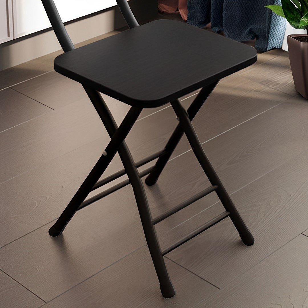 SOGA Black Foldable Chair Space Saving Seat Set of 2