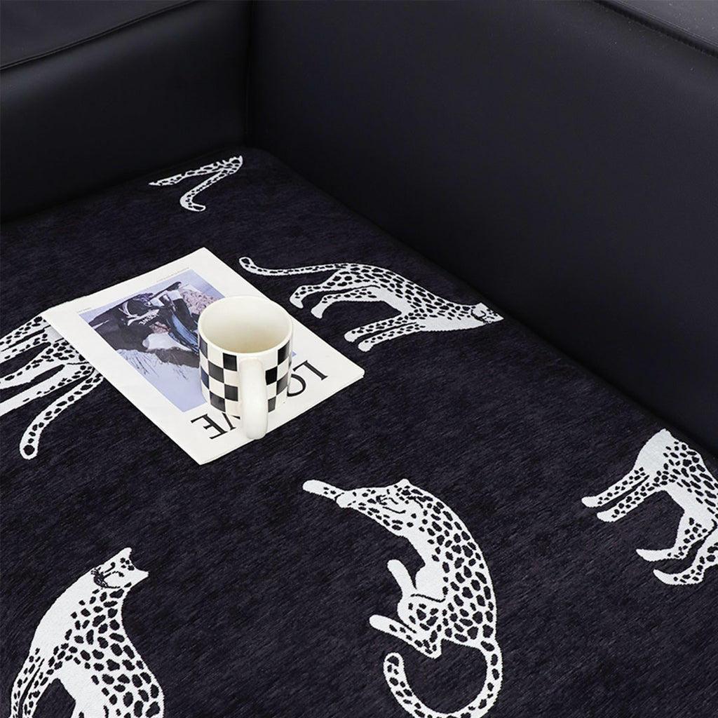 SOGA Three-Seater Black Leopard Print 90x210cm Throw Blanket Sofa Cover
