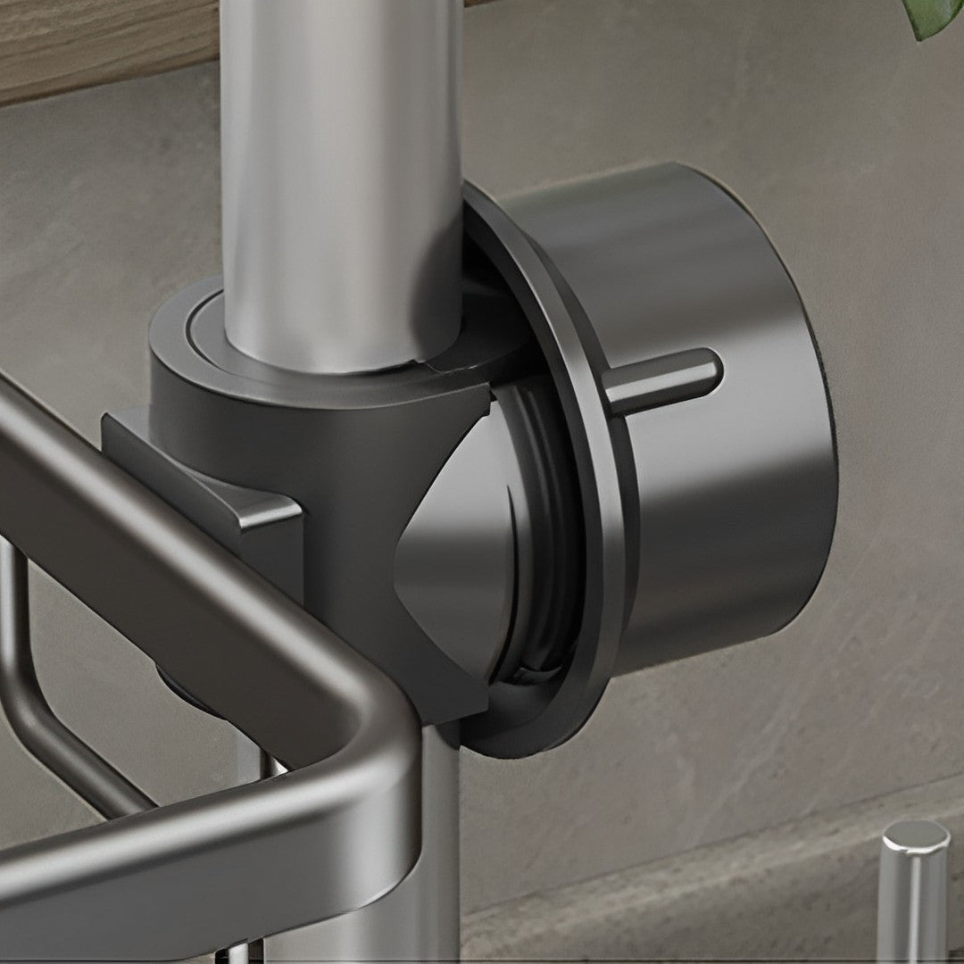 Dark Grey Kitchen Sink Faucet Organiser with Towel Bar Holder