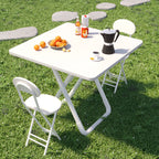 80cm White Square Table with White Legs