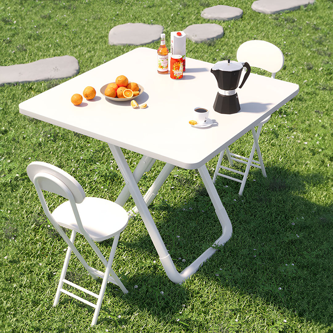 80cm White Square Table with White Legs