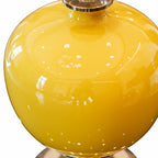 38cm Ceramic Vase with Gold Metal Base Yellow