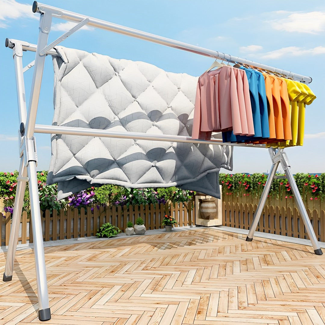 1.6m Portable Standing Clothes Drying Rack 3 Poles