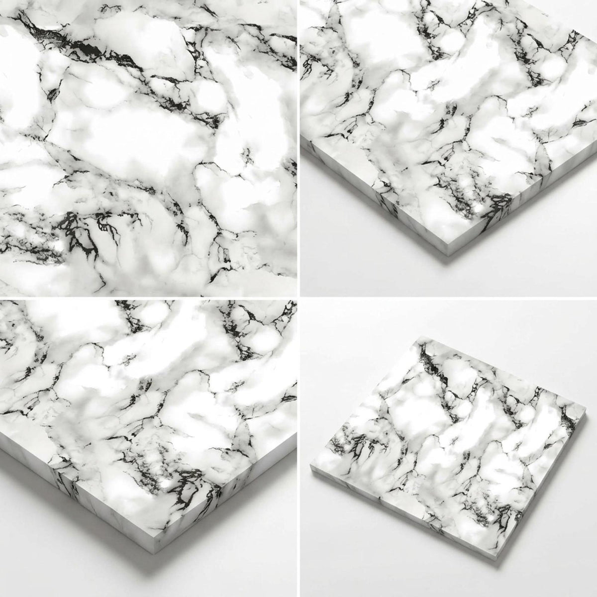 SOGA Peel & Stick Floor and Wall Tiles 30 x 30cm 10 Pack Black White Faux Marble