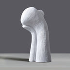 SOGA 38cm White Minimalist Head Resin Sculpture with Hand at Side and Linear Texture for Home Décor