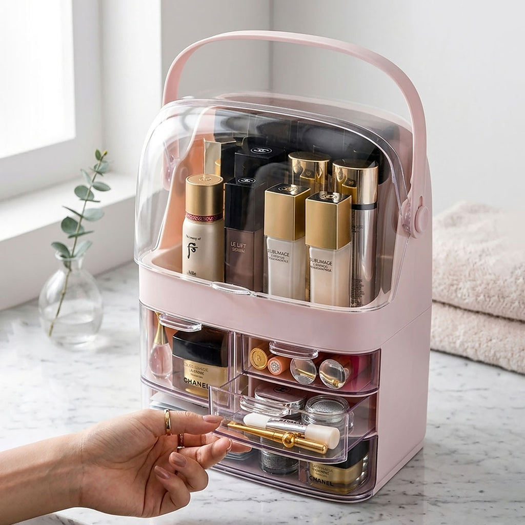 3 Tier Pink Countertop Cosmetic Storage Organiser