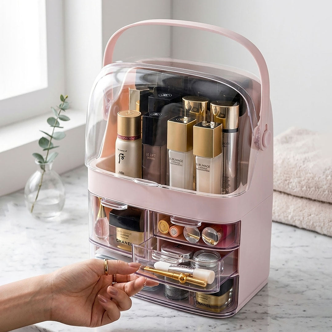 3 Tier Pink Countertop Cosmetic Storage Organiser