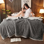 Grey Throw Blanket Warm Cozy Double Sided