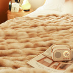 SOGA 150x200cm Throw Blanket Camel Brown Double Layer Rabbit Fur Cozy