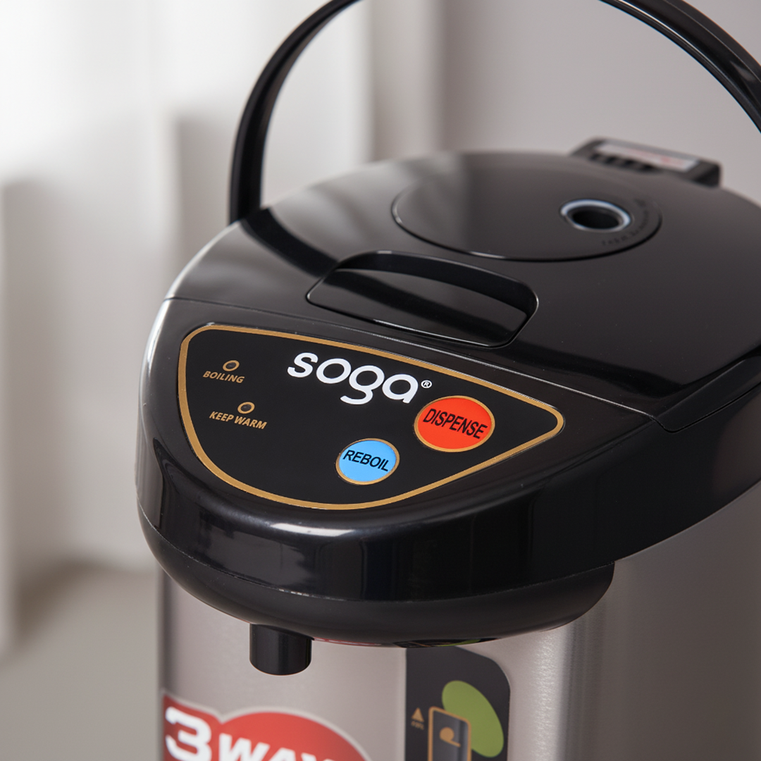 SOGA 4.2L Silver Stainless Steel Electric Thermal Pot Dispenser with 3 Dispensing Modes