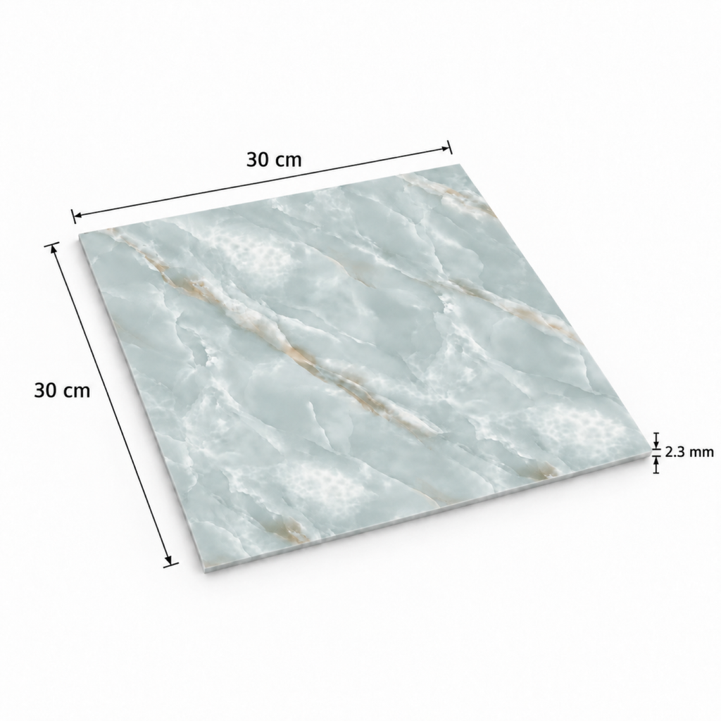 SOGA Peel & Stick Floor and Wall Tiles 30 x 30cm 10 Pack Jade Faux Marble