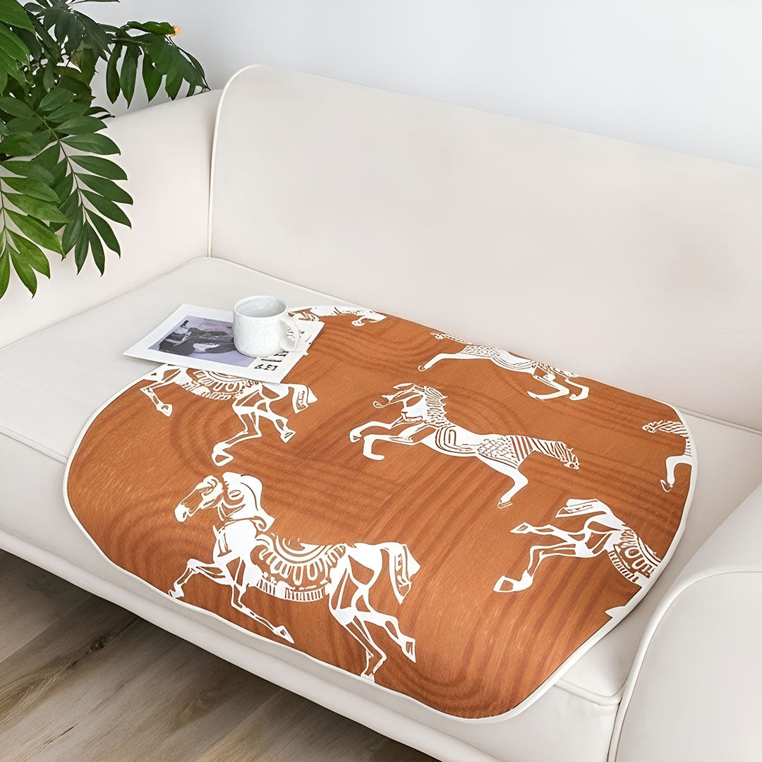 SOGA One-Seater Orange Horse Print 90x90cm Throw Blanket Sofa Cover