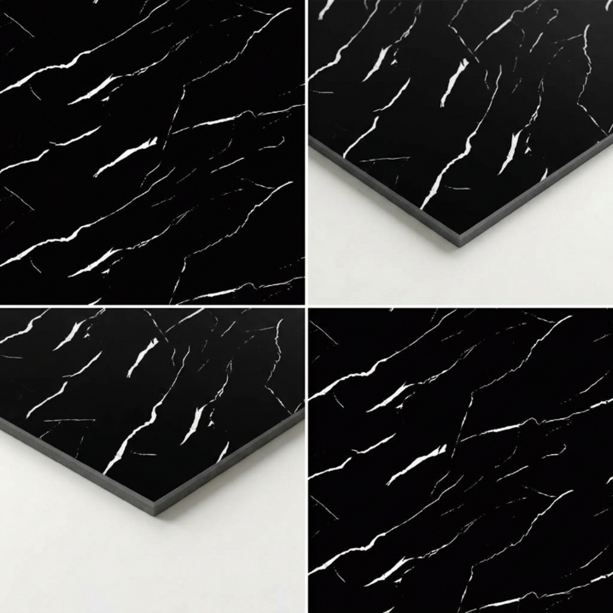 SOGA Peel & Stick Floor and Wall Tiles 30 x 60cm 10 Pack Black Faux Marble
