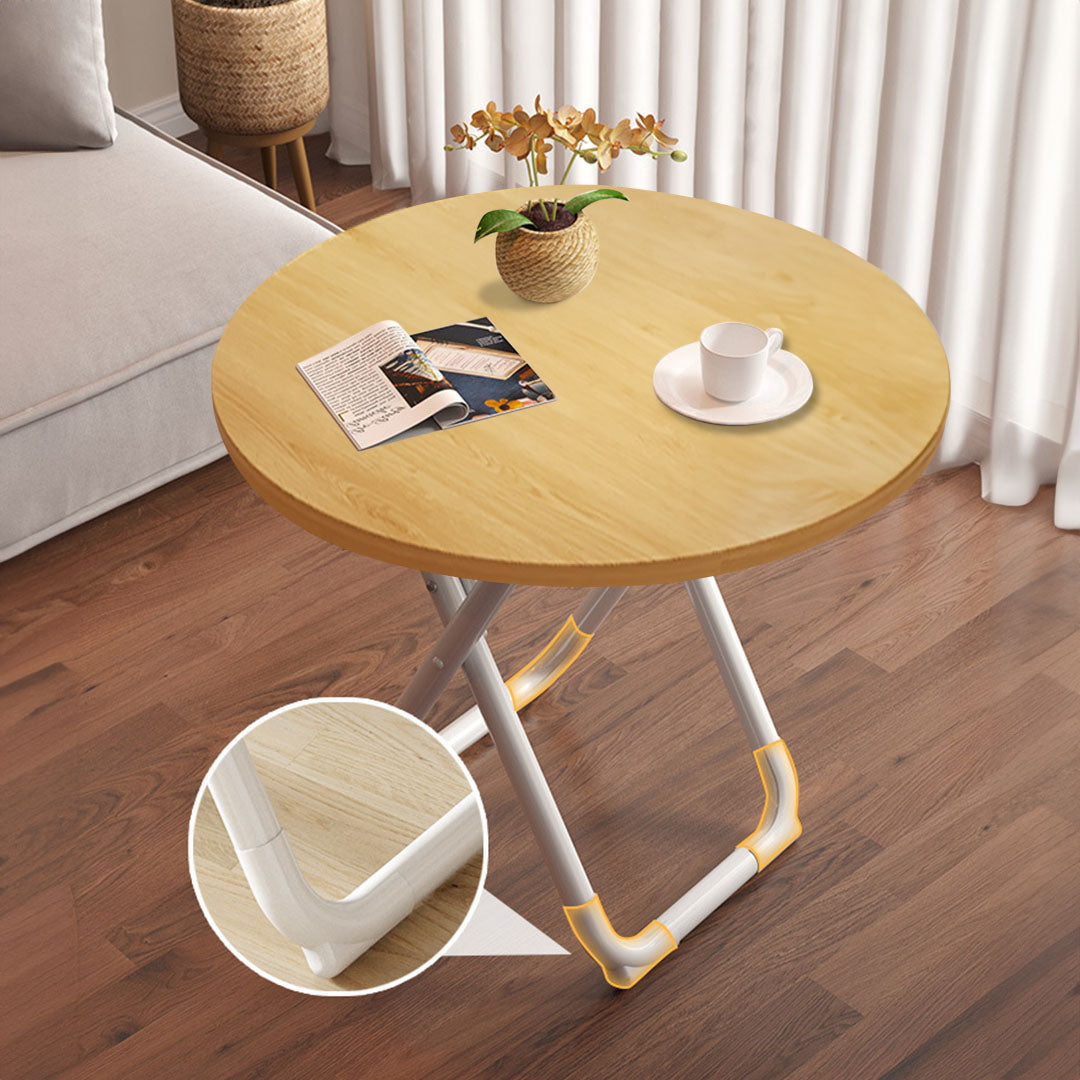 80cm Wood Color Round Table with White Legs