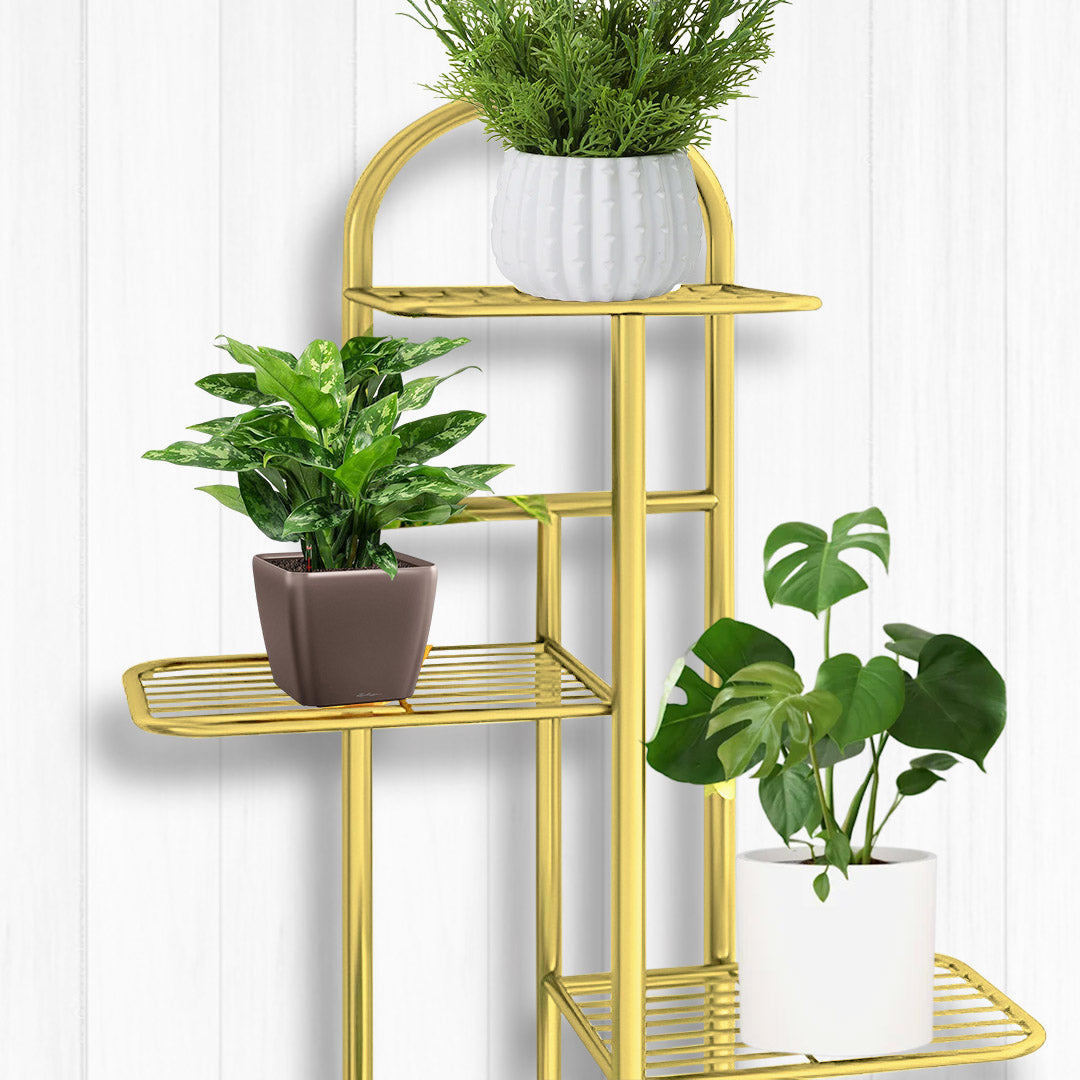 4 Tier Gold Metal Plant Flowerpot Display Rack