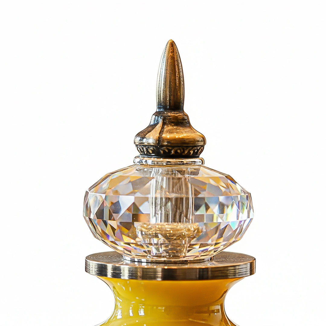 42cm Ceramic Vase with Gold Metal Base Yellow