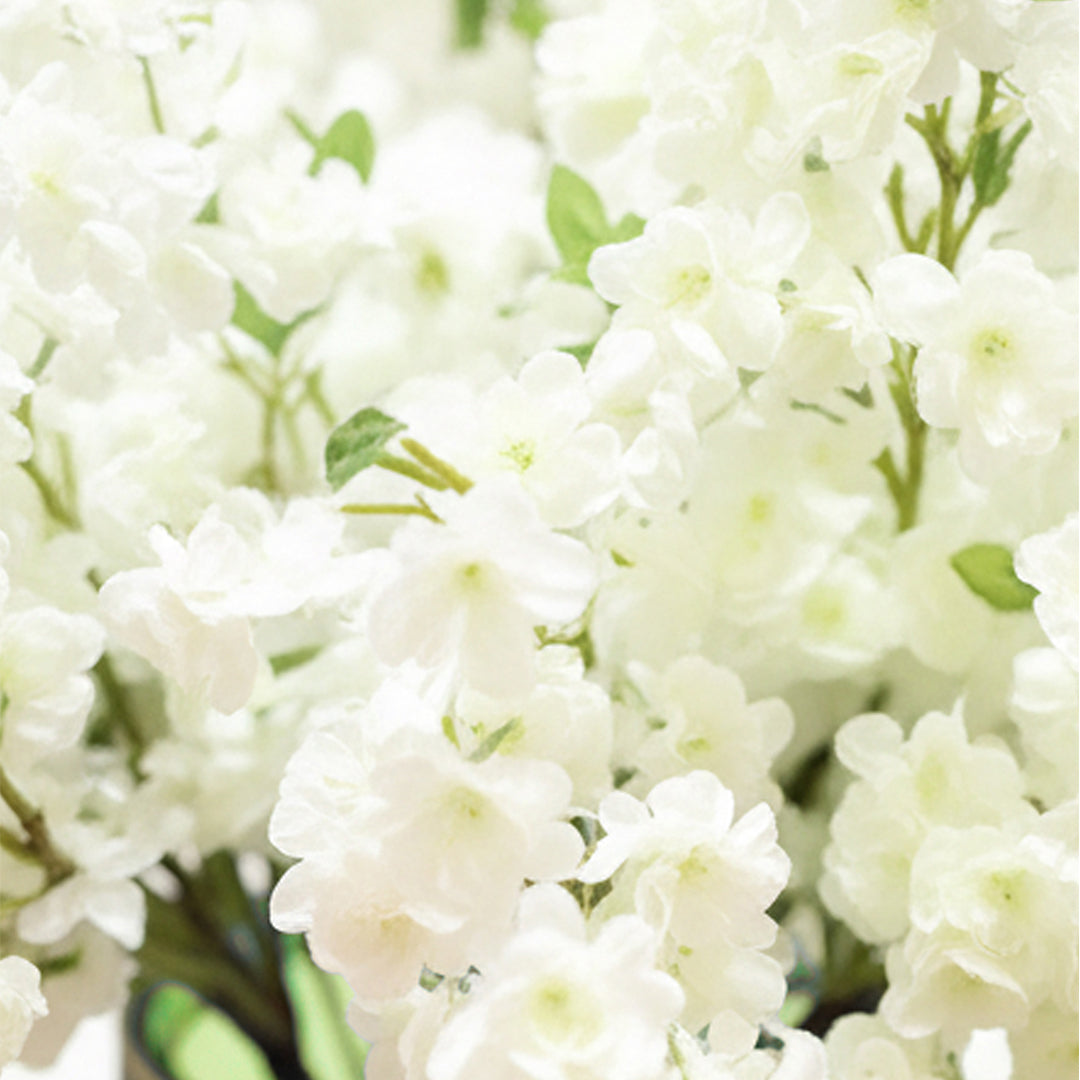 67cm Green Glass Floor Vase with 10pcs White Artificial Flower Set