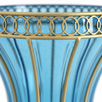 67cm Blue Glass Floor Vase with 10pcs White Artificial Flower Set