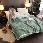 Light Green Throw Blanket Warm Cozy Double Sided